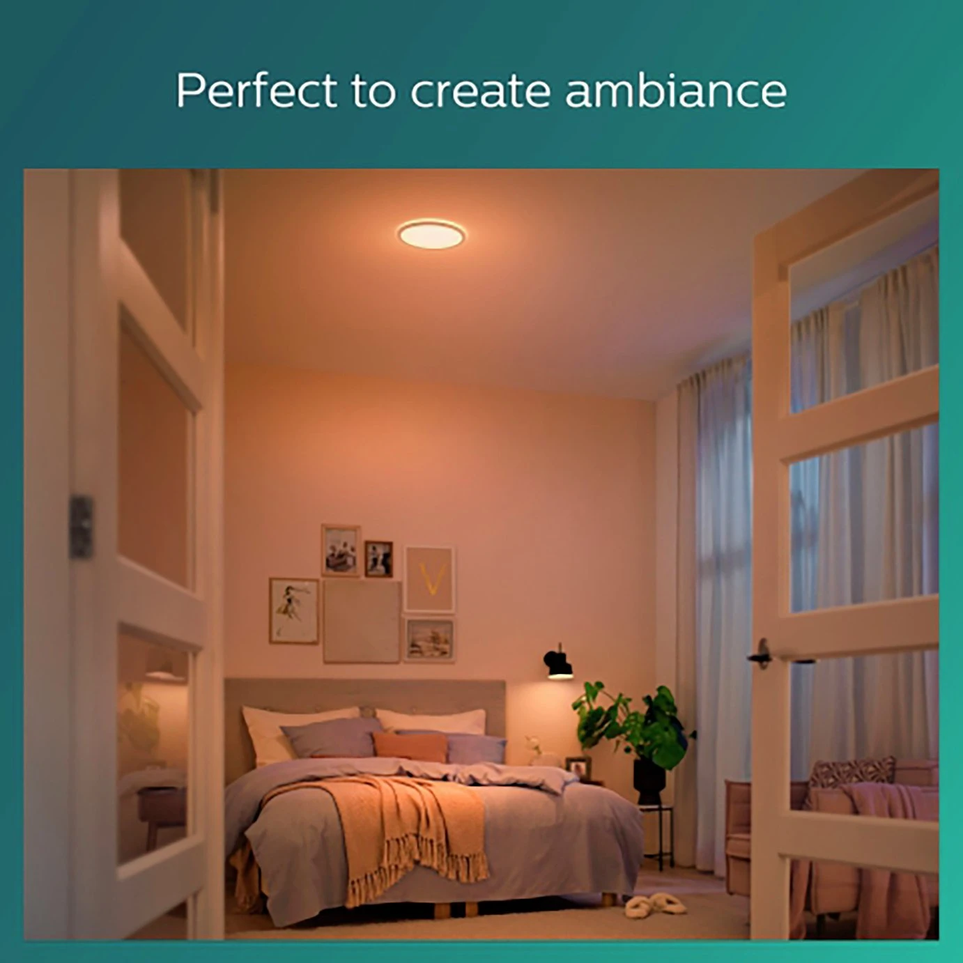 Philips Super Slim Flush To Ceiling Light - Black 7 Philips Super Slim Flush To Ceiling Light - Black - Image 7