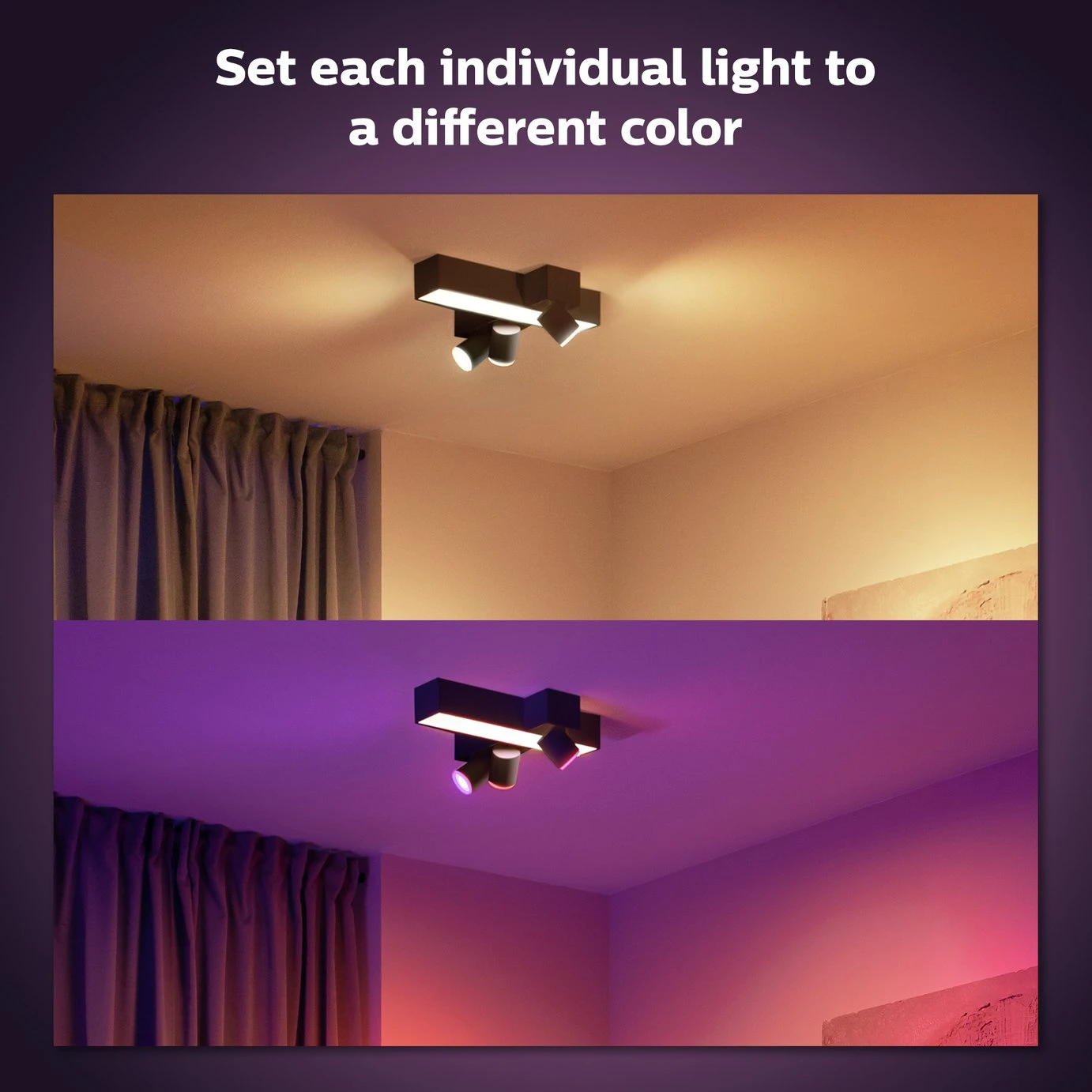 Philips Hue Centris 3 Light Flush To Ceiling Light - Black 2 Philips Hue Centris 3 Light Flush To Ceiling Light - Black - Image 2
