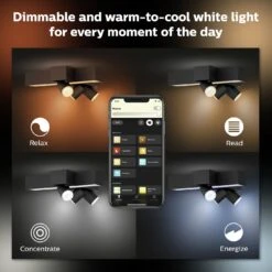 Philips Hue Centris 3 Light Flush To Ceiling Light - Black 12 Philips Hue Centris 3 Light Flush To Ceiling Light - Black -Home Furnishing Store 9455072 R Z005A