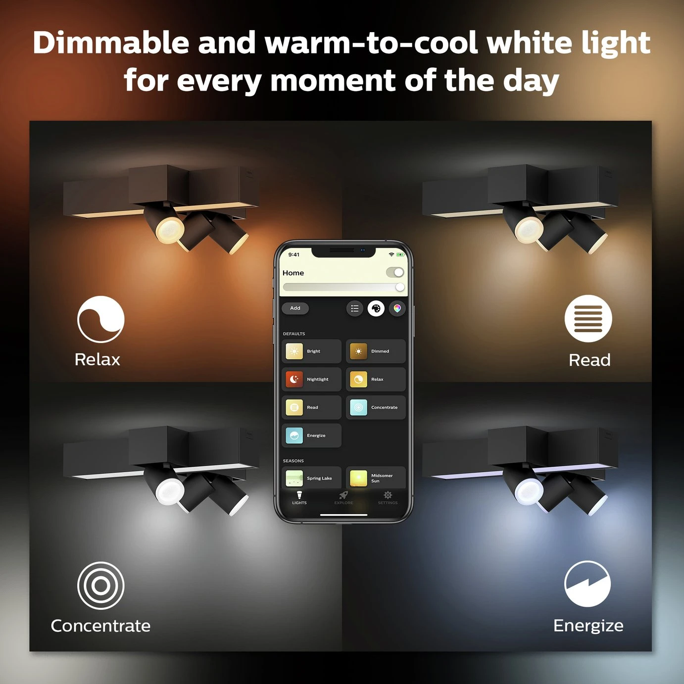 Philips Hue Centris 3 Light Flush To Ceiling Light - Black 5 Philips Hue Centris 3 Light Flush To Ceiling Light - Black - Image 5