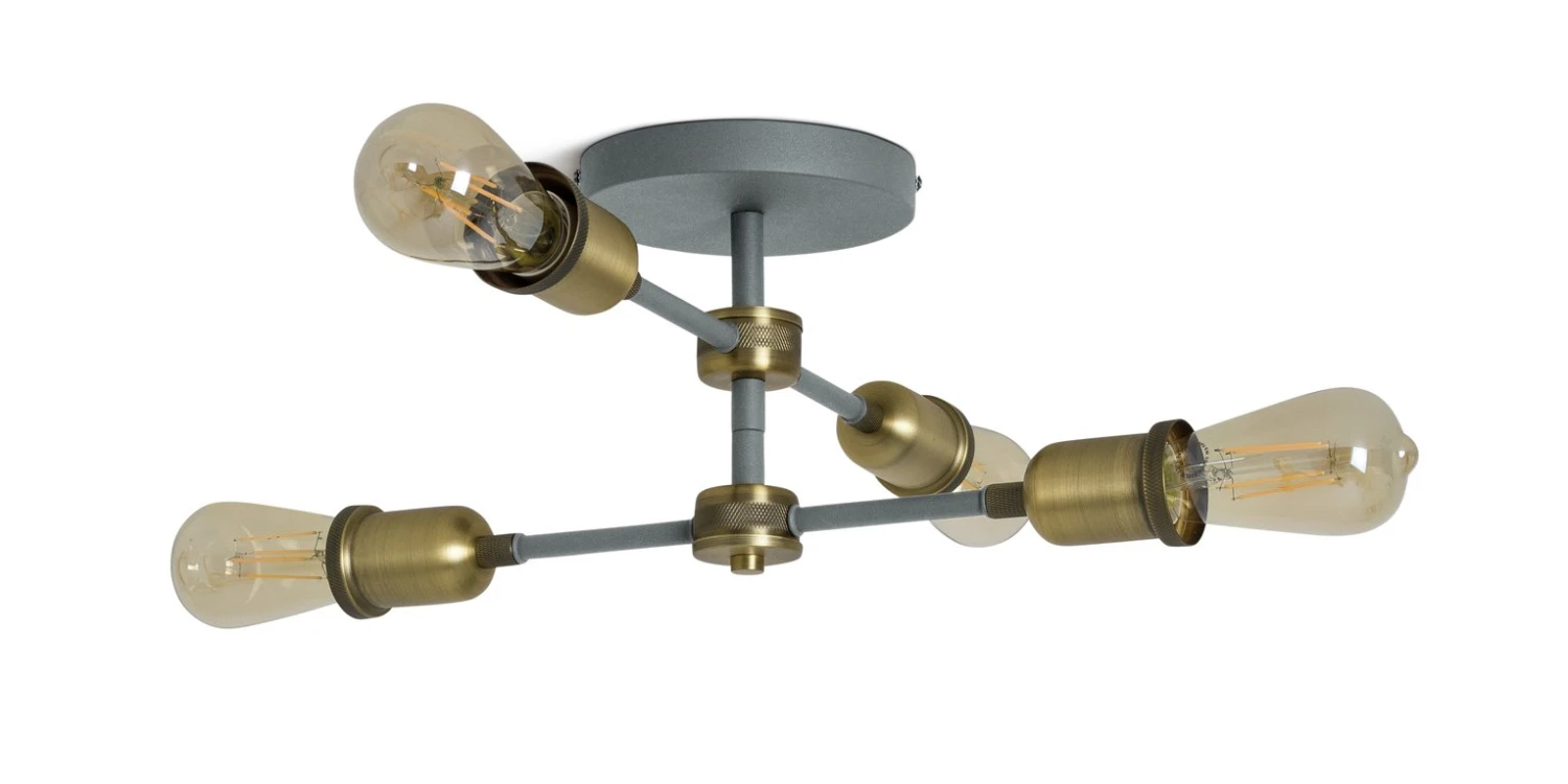 Habitat Tay 4 Light Flush To Ceiling Light - Grey & Brass 2 Habitat Tay 4 Light Flush To Ceiling Light - Grey & Brass - Image 2