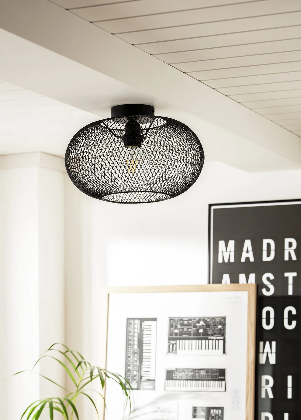 Habitat Tumba Mesh Flush To Ceiling Light - Black 2 Habitat Tumba Mesh Flush To Ceiling Light - Black - Image 2