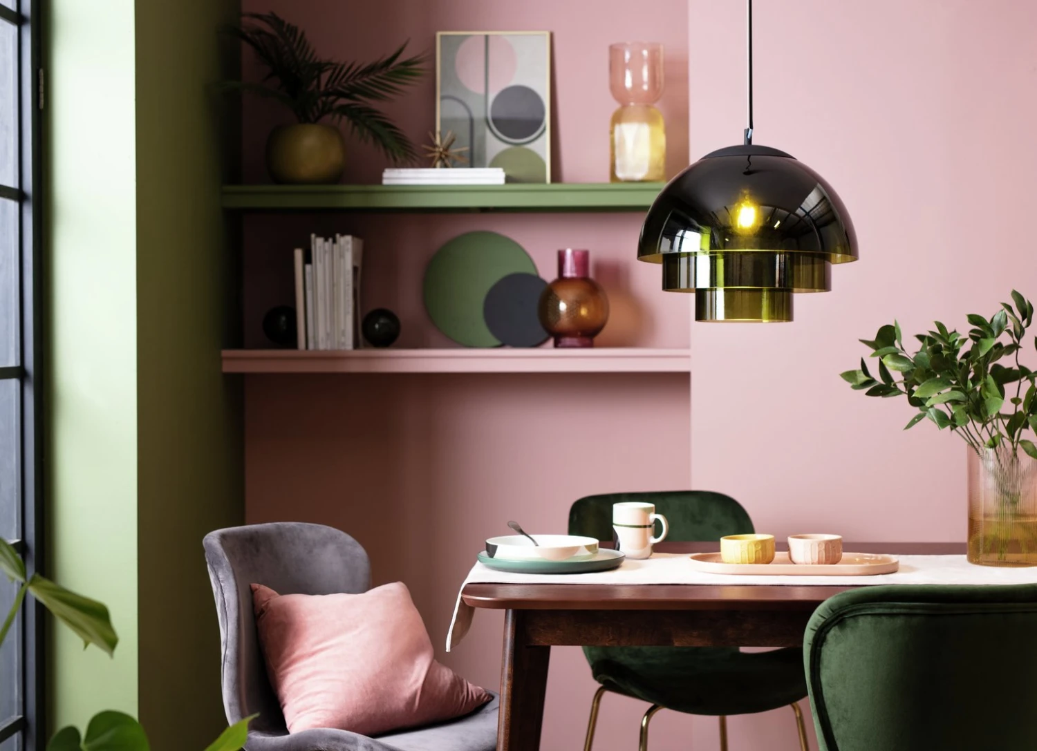 Habitat Zora 3 Tier Glass Pendant Light - Green 1 Habitat Zora 3 Tier Glass Pendant Light - Green