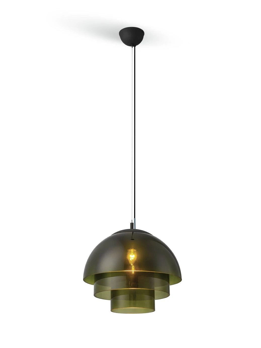 Habitat Zora 3 Tier Glass Pendant Light - Green 5 Habitat Zora 3 Tier Glass Pendant Light - Green - Image 5