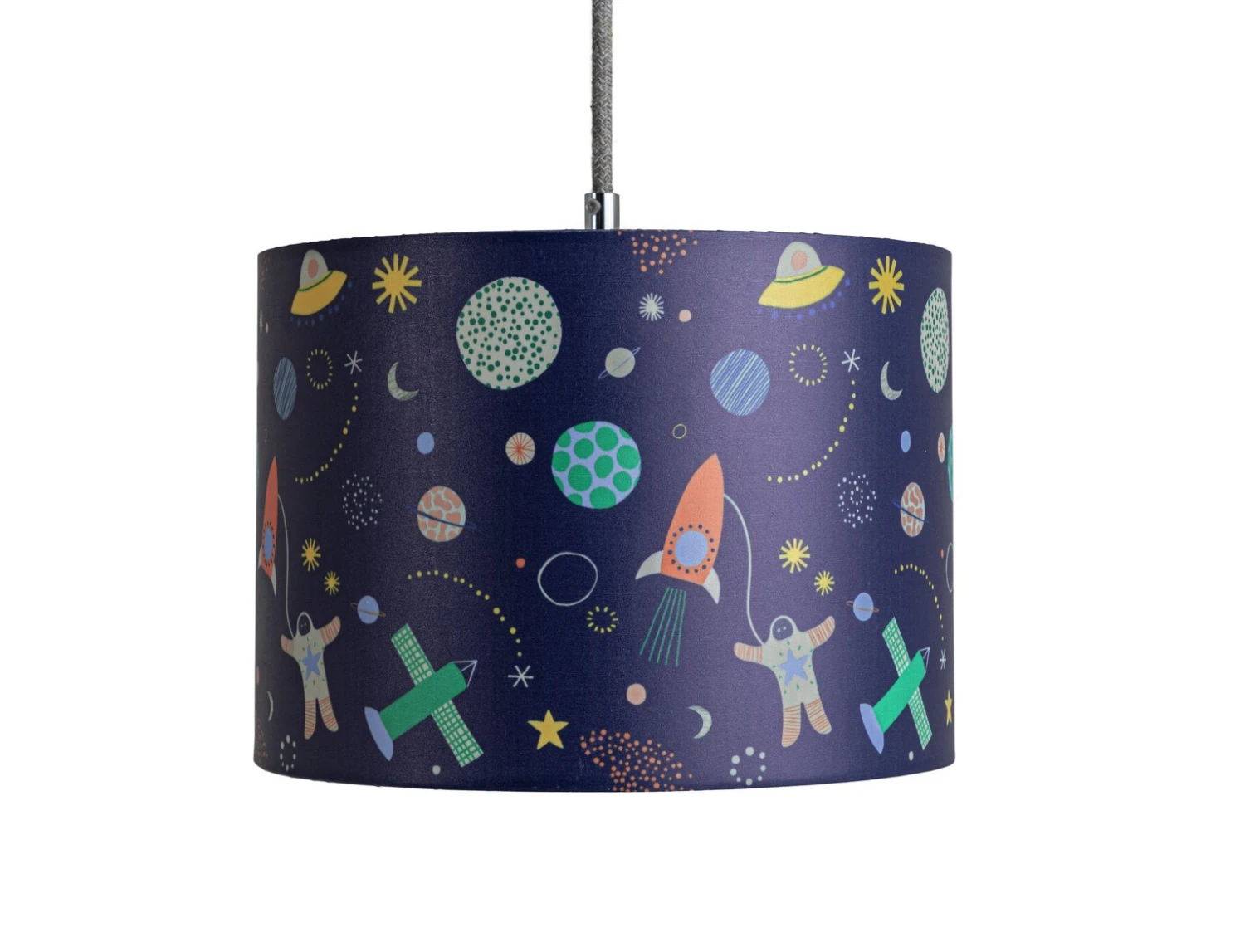 Habitat Kids Space Glow In The Dark 25cm Drum Shade - Blue 5 Habitat Kids Space Glow In The Dark 25cm Drum Shade - Blue - Image 5