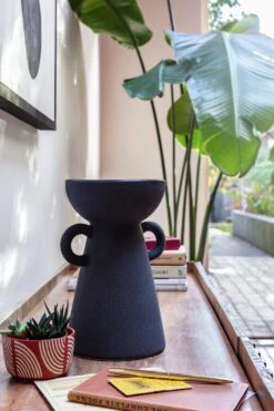 Habitat Large Ceramic Vase With Handles - Black -Home Furnishing Store 9509131 R Z005C