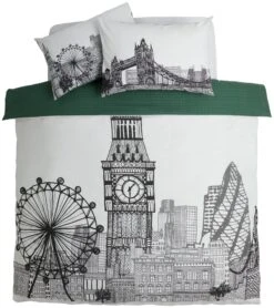 Habitat London Skyline Print Black &White Bedding Set-Single -Home Furnishing Store 9511026 R Z002A