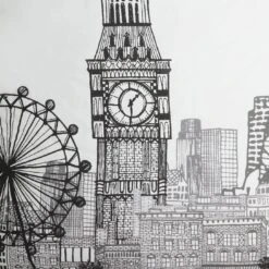 Habitat London Skyline Print Black &White Bedding Set-Single -Home Furnishing Store 9511026 R Z017A