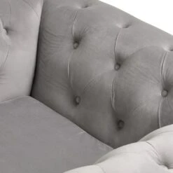 Habitat Chesterfield Velvet Armchair - Light Grey -Home Furnishing Store 9513402 R Z005A