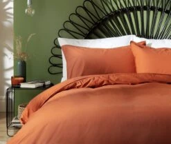 Habitat Cotton Linen Plain Rust Bedding Set - Double -Home Furnishing Store 9513914 R Z004A