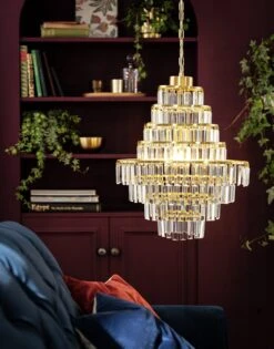 Habitat Presley Glass 8 Tier Chandelier - Brass -Home Furnishing Store 9514449 R Z002C