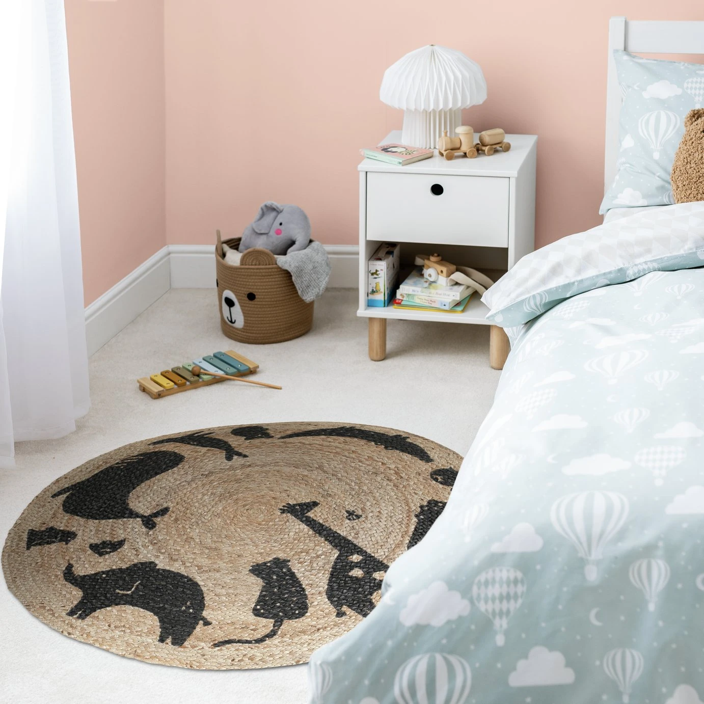 Habitat Kids Animal Abstract Jute Circle Rug - Natural 1 Habitat Kids Animal Abstract Jute Circle Rug - Natural