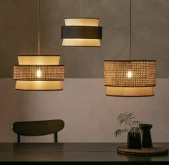 Habitat Ashi Rattan 40cm Shade - Natural & Black -Home Furnishing Store 9519602 R Z002C