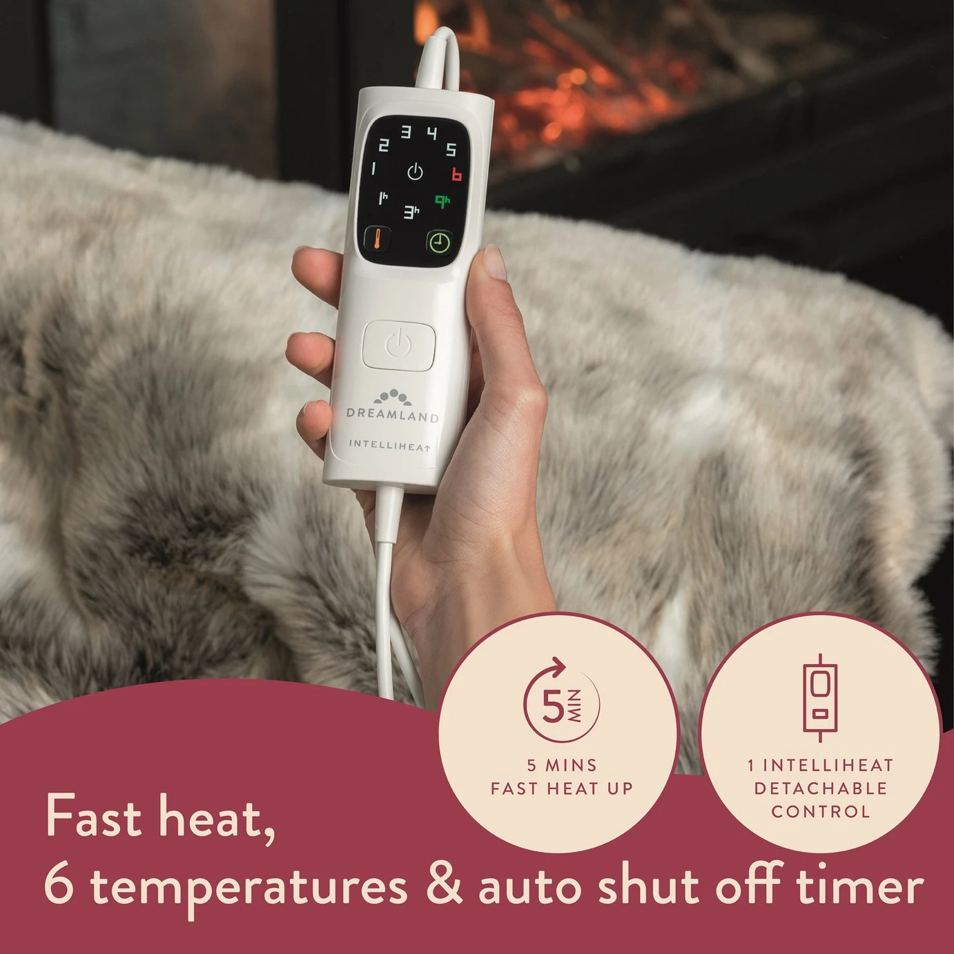 Dreamland Luxury Faux Fur Husky Heated Throw - Large 4 Dreamland Luxury Faux Fur Husky Heated Throw - Large - Image 4