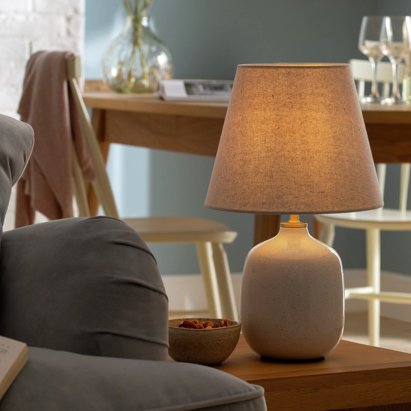 Habitat Aquilla Ceramic Table Lamp - Cream & Beige 1 Habitat Aquilla Ceramic Table Lamp - Cream & Beige