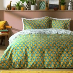 New Products 7 Habitat Sunburst Geo Green & Mustard Bedding Set - Single
