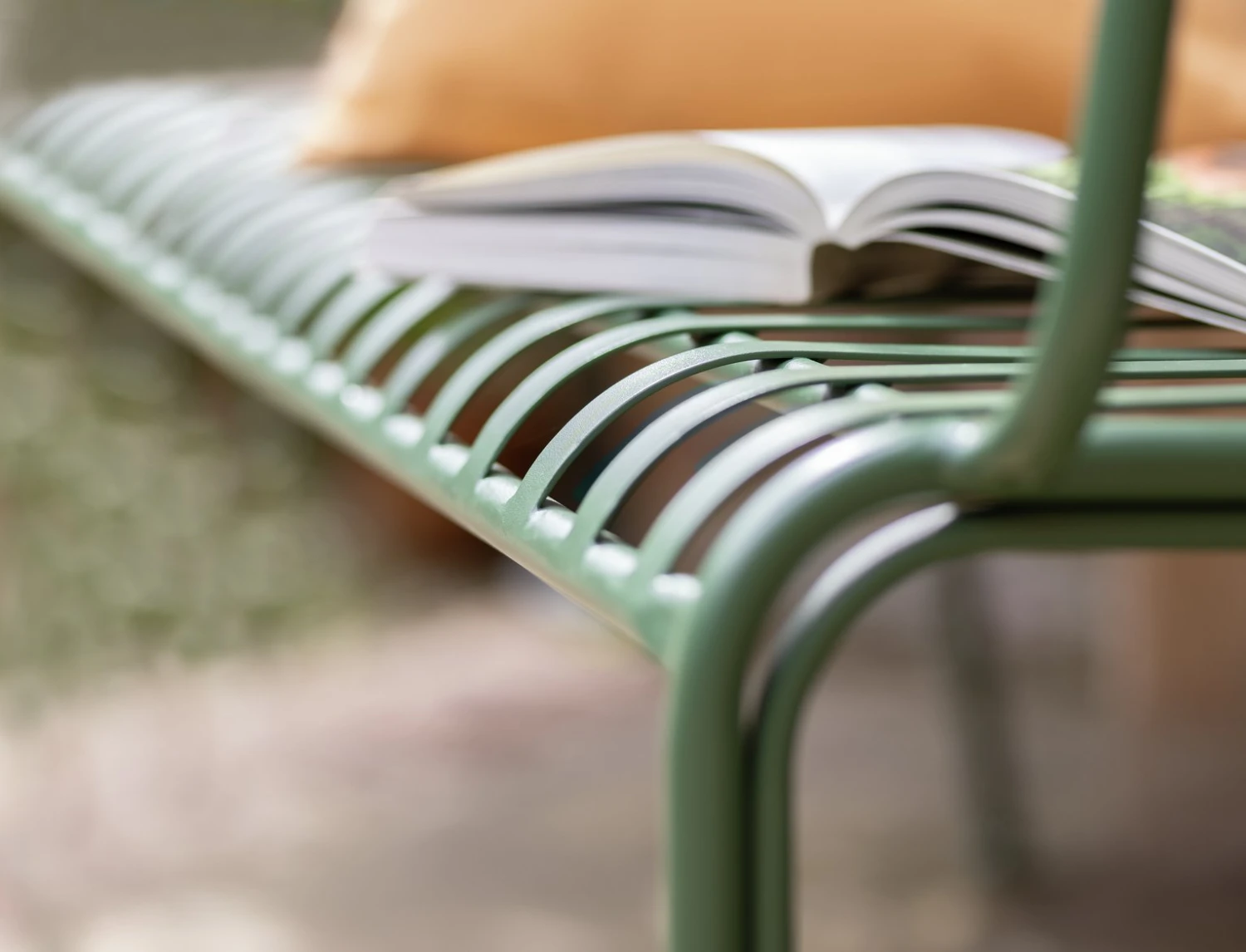 Habitat Indu 2 Seater Metal Garden Bench - Green 4 Habitat Indu 2 Seater Metal Garden Bench - Green - Image 4