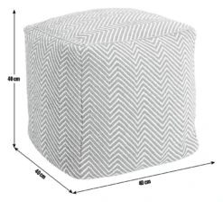 Kaikoo Durrie Cotton Footstool - Red & White -Home Furnishing Store 9604139 R E001