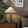 Habitat Conical Ceramic Table Lamp - Olive & Beige