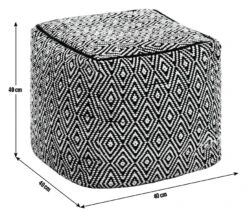 Kaikoo Durrie Cotton Footstool - Black & White -Home Furnishing Store 9619753 R E001