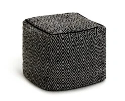 Kaikoo Durrie Cotton Footstool - Black & White -Home Furnishing Store 9619753 R Z002A